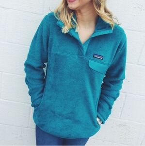 Patagonia Women's Re-Tool Half Snap Pullover Polartec in Turquoise Blue